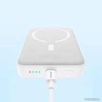 Внешний аккумулятор Baseus Magnetic Mini Air Wireless Fast Charge Power Bank 20W 10000mAh (белый) + брендированный брелок Baseus