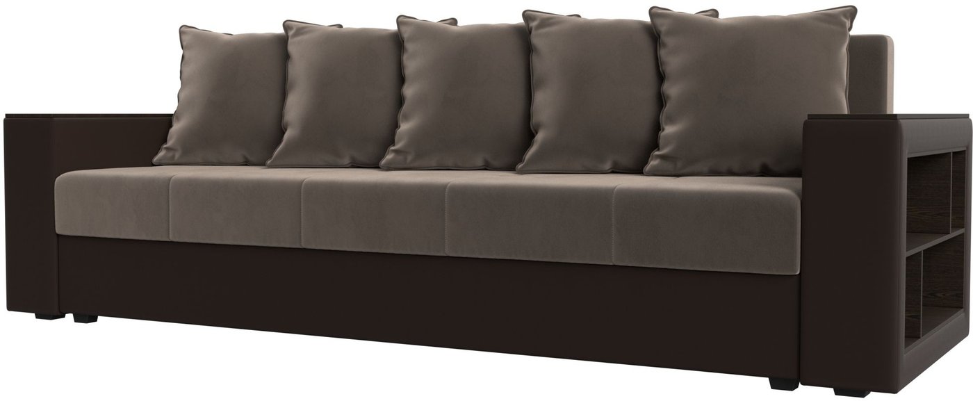 

Диван Лига диванов Дубай Лайт 114374 (велюр коричневый/экокожа коричневая)