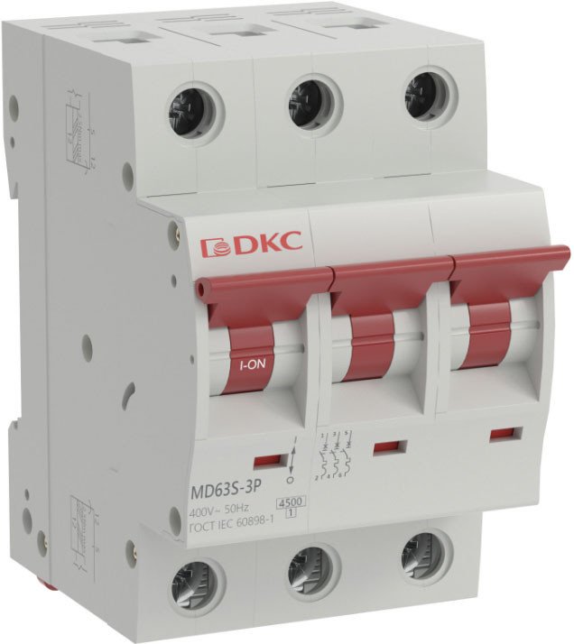 

Выключатель автоматический DKC Yon Max MD63S 3P 6A C 4.5kA 3М