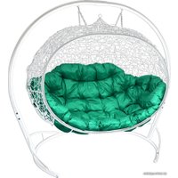 Подвесной диван M-Group Улей 11210104 (белый ротанг/зеленая подушка)