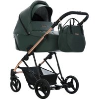 Универсальная коляска BEBETTO Yoddi Premium Class (2 в 1, 04 зеленая кожа/рама бронза)