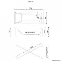 Ванна 1AcReal Тори 170х70