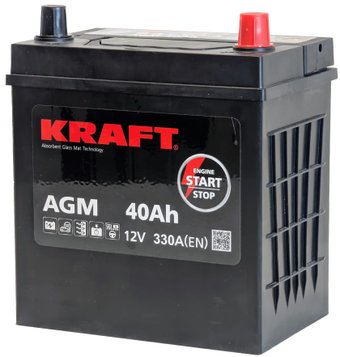 Автомобильный аккумулятор KRAFT AGM R+ 330A (40 А·ч)