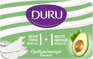 Duru Мыло твердое 1+1 белая глина+масло авокадо 80 г