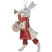 Елочная игрушка Gisela Graham Alice in Christmas Land Белый кролик с трубой 10036