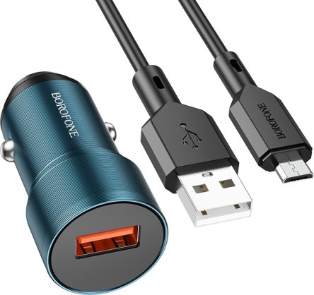

Автомобильное зарядное Borofone BZ19A microUSB (синий)