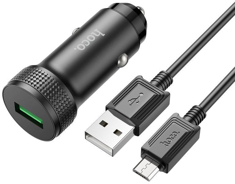 Автомобильное зарядное Hoco Z49A microUSB (черный)