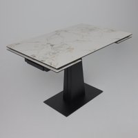 Кухонный стол Lepremo AV 2119 МДФ+керамика раздвижной 1200-1800x800 (натуральный глянцевый Gold Jade/черный)