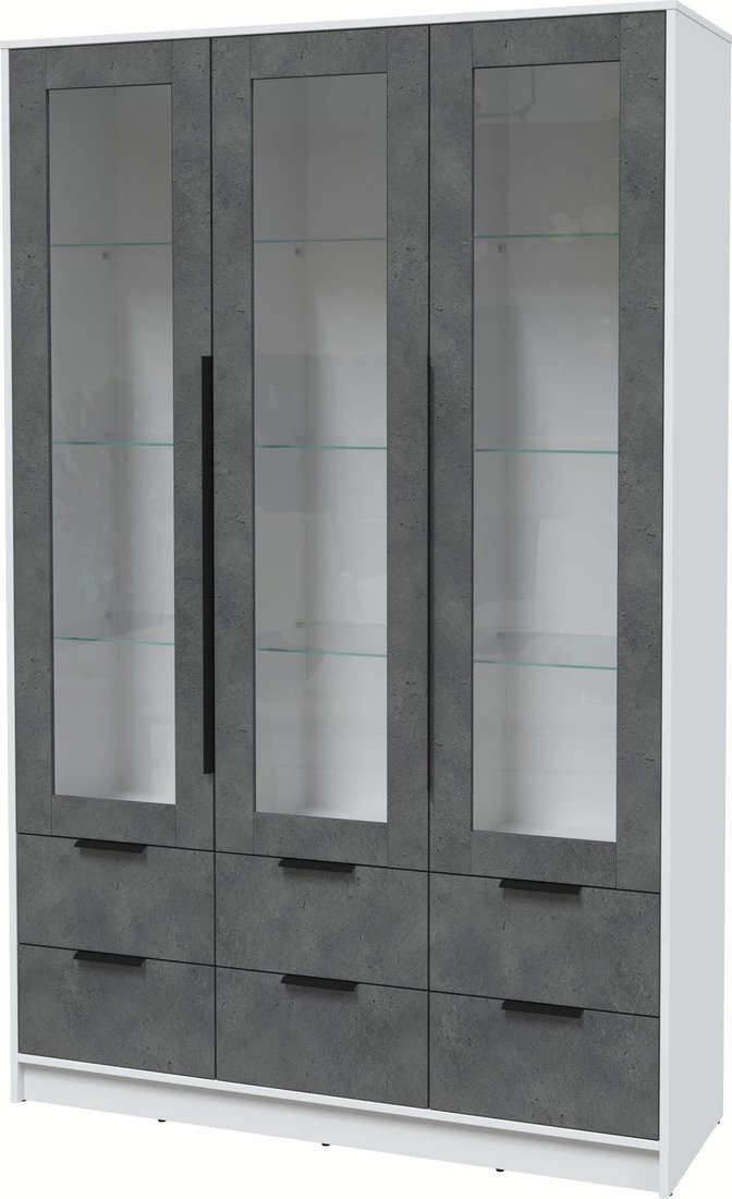 

Шкаф-витрина Интерлиния Концепт КТ-ШВ3 (бетон портленд/белый платинум)