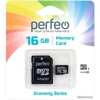 Карта памяти Perfeo microSDHC PF16GMCSH10AES 16GB (с адаптером)