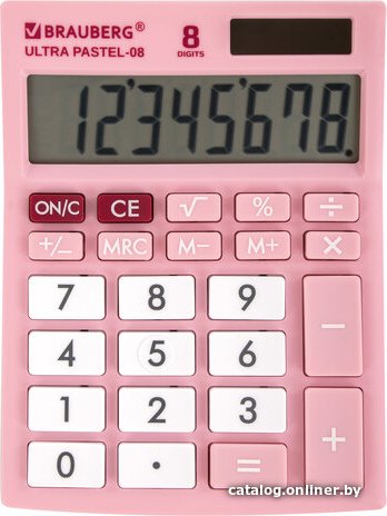 Бухгалтерский калькулятор BRAUBERG Ultra Pastel-08-PK 250514 (розовый)