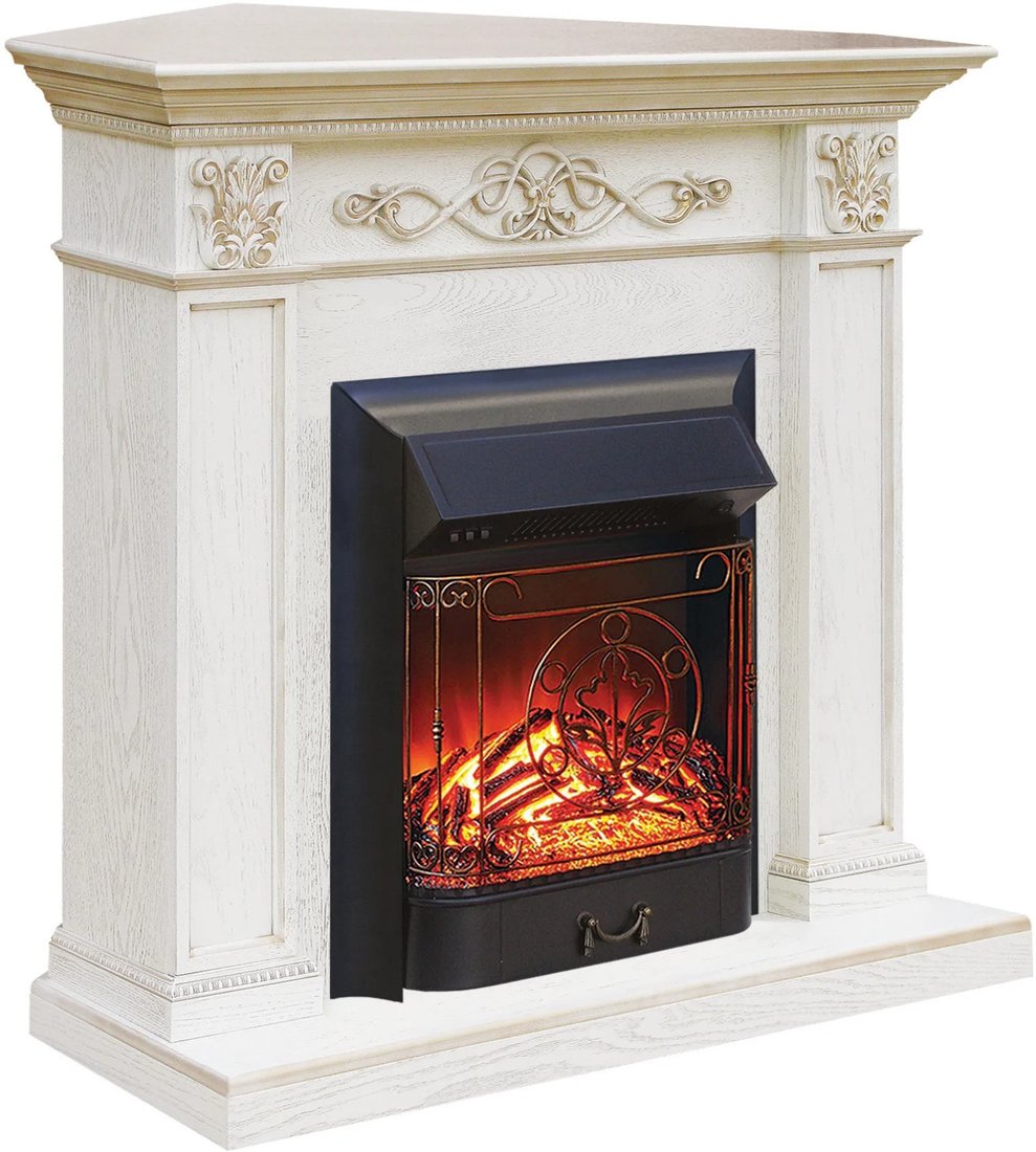 

Каминокомплект Smolcom Verona Corner STD-ASP с Fobos-S Lux BL LT (белый дуб/патина золото)