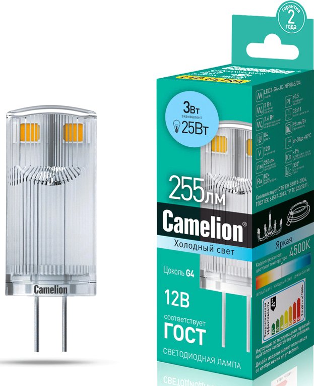 

Светодиодная лампочка Camelion LED3-G4-JC-NF/845/G4