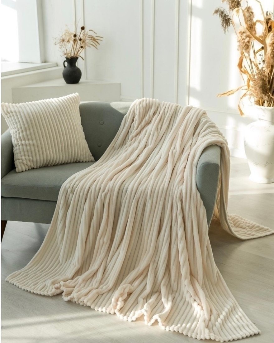 

Плед BranDom Полоска 200х220 22-2201 (молочный)