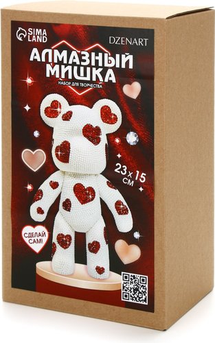 Алмазная мозаика  Школа талантов На фигурке. Алмазный мишка. Сердечки 10664944