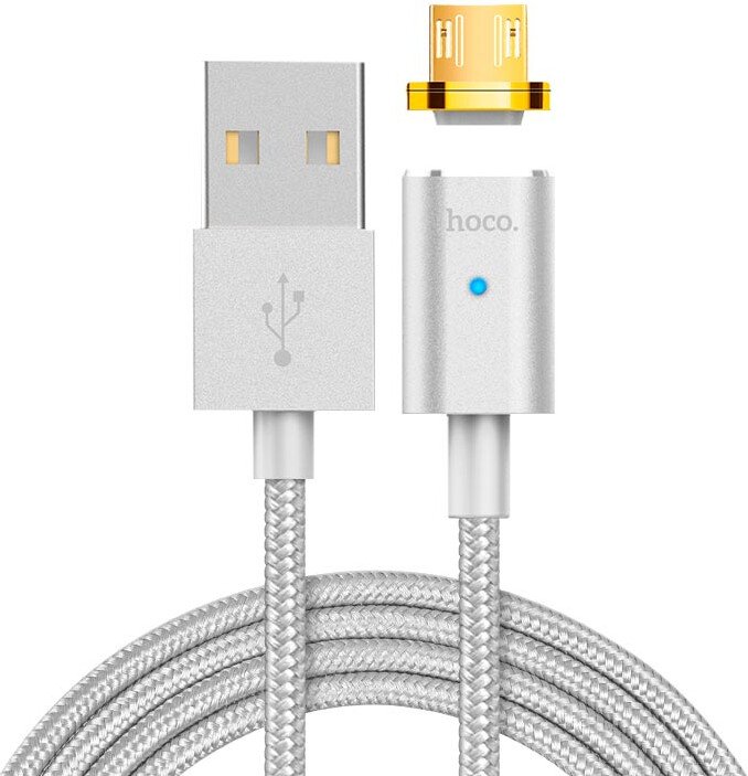 

Кабель Hoco U16 Magnetic USB Type-A - microUSB (1.2 м, серебристый)
