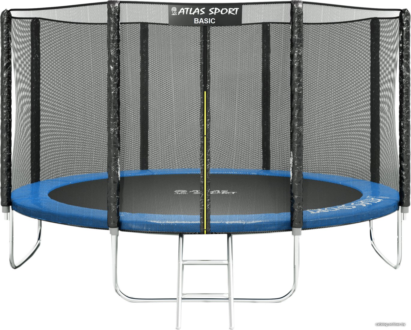 Батут Atlas Sport 374 см - 12ft Basic (с лестницей, внешняя сетка, синий)