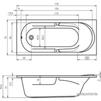 Ванна Riho Future 170x75 (без ножек)