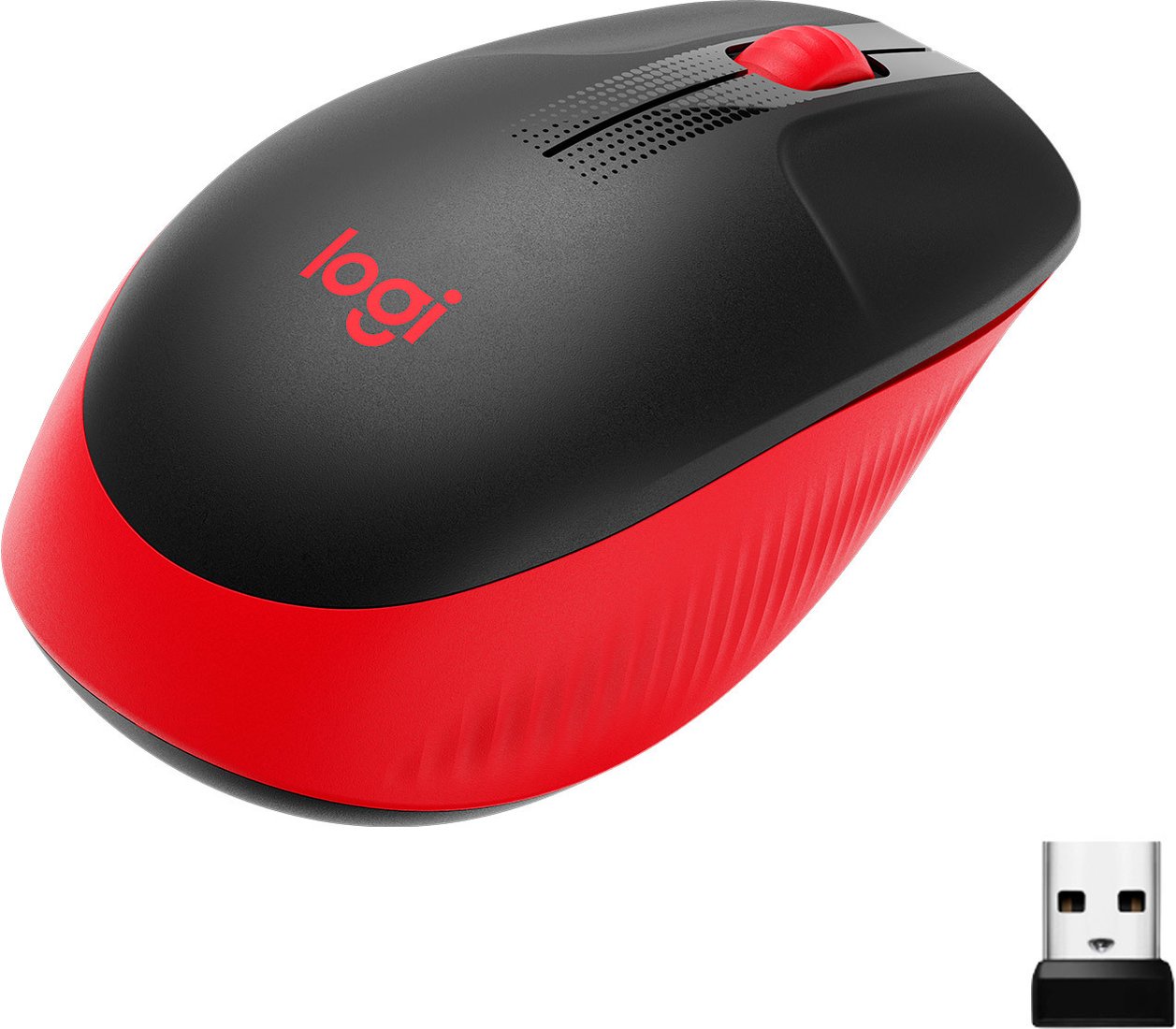 

Мышь Logitech M190 (черный/красный)
