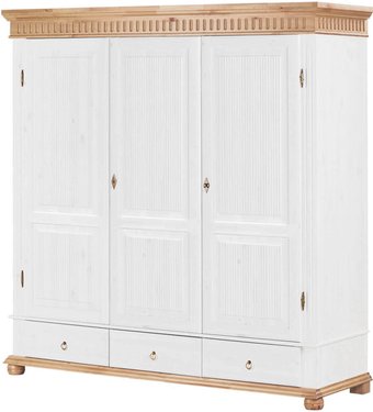 Шкаф распашной ММЦ Хельсинки 3GTM (белый воск/антик)