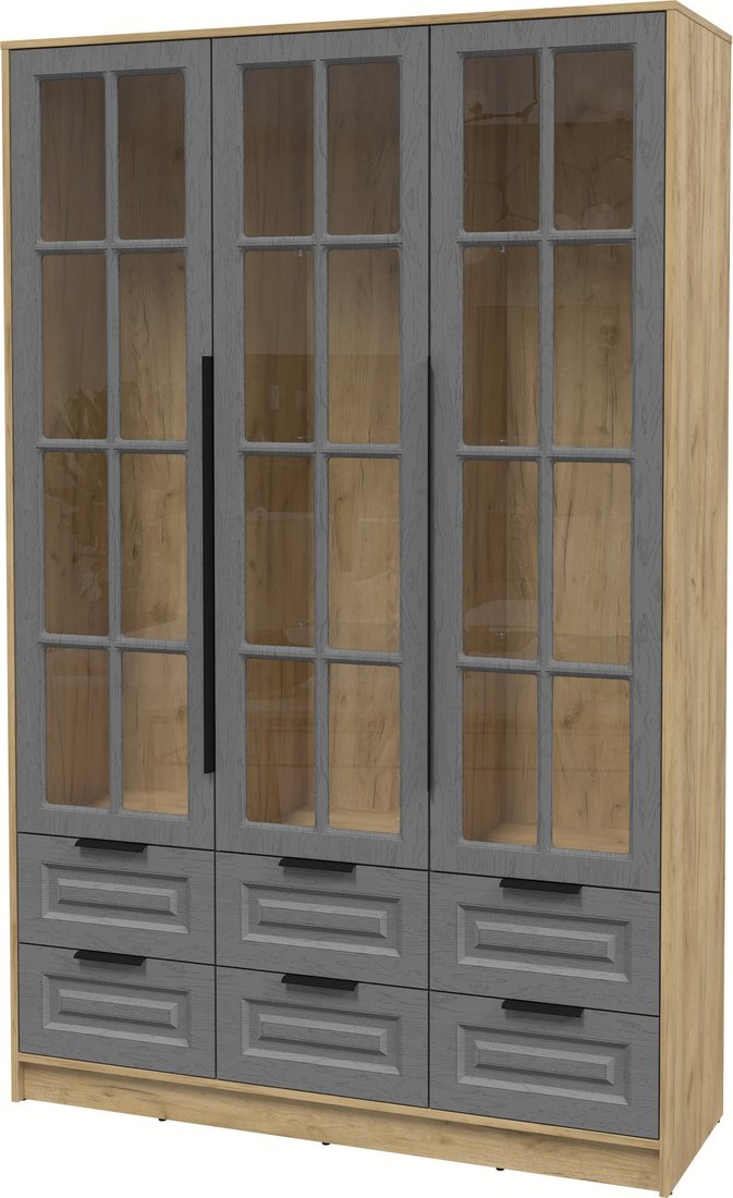 

Шкаф-витрина Интерлиния Концепт КТ-ШВ3 Деко (дуб золотой/дуб серый)