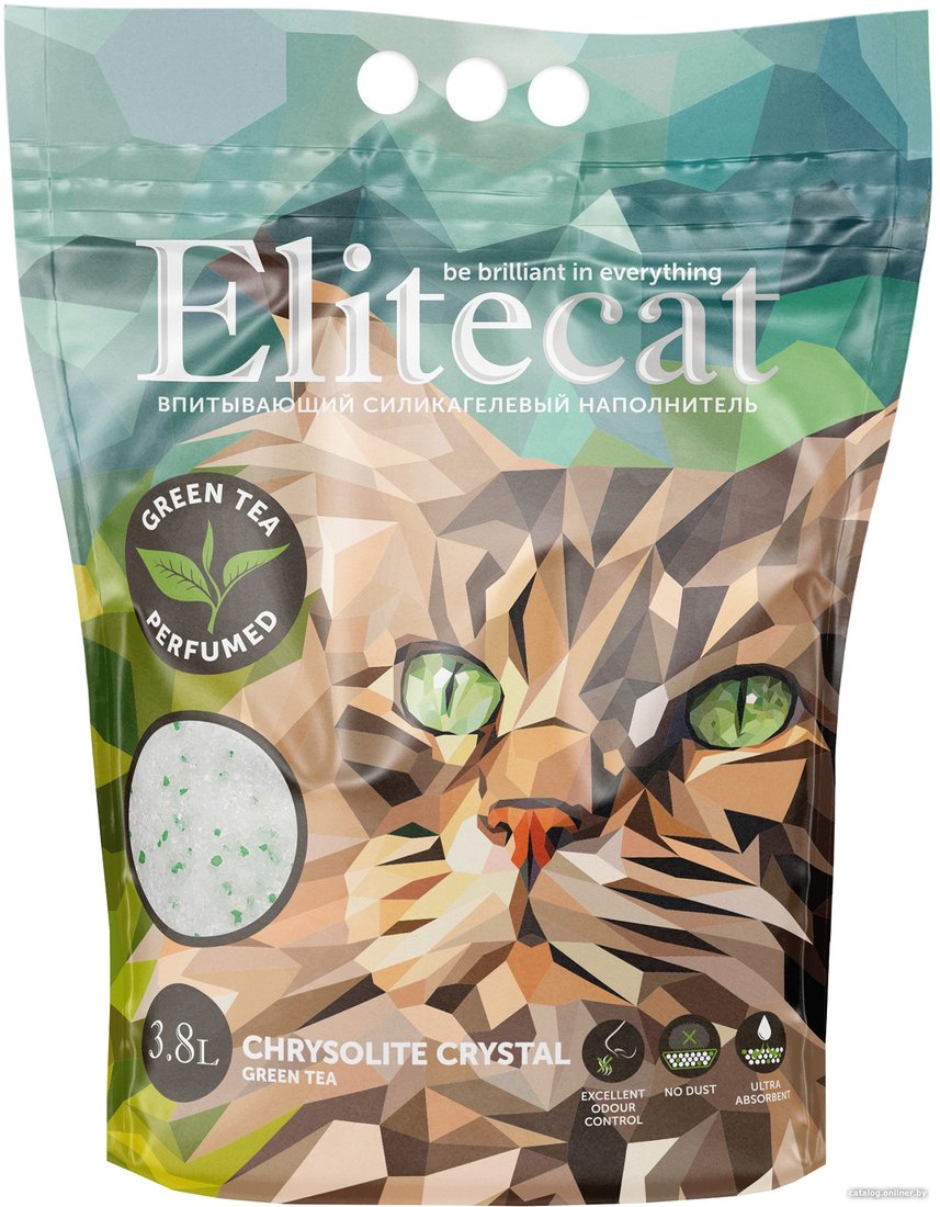 Наполнитель для туалета EliteCat Chrysolite Crystal Green Tea 3.8 л