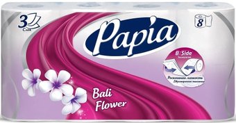 Туалетная бумага Papia Балийский цветок (3 слоя, 8 рулонов)