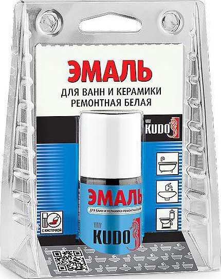 

Эмаль Kudo для ванн и керамики с кисточкой KU-7K1301 15 мл (белый)