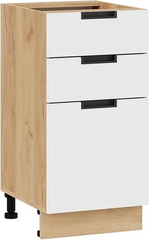 

Шкаф напольный Трия Гренада с тремя ящиками 1Н4Я3 (дуб крафт золотой/холст белый)