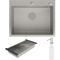 Кухонная мойка Roxen Snake 560220-60-S сатин/текстурная поверхность (с коландером и дозатором)