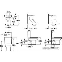 Унитаз напольный Roca Dama Senso Compacto (342519000 + 34151B000 + 801511004) с крышк.