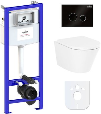 Унитаз подвесной Lavinia Boho Relfix Biore Rimless 6 в 1 77040108 (черное стекло)