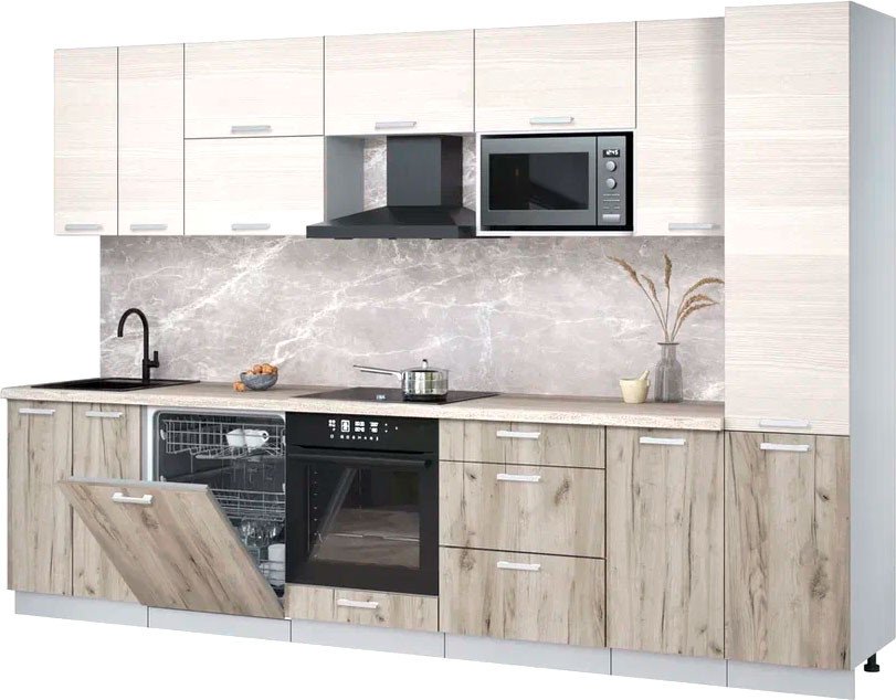 

Готовая кухня Интерлиния Мила Лайт 3.2-ПМ2 (вудлайн кремовый/дуб серый/травертин серый)