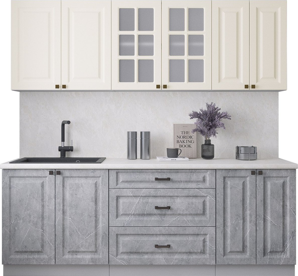 

Готовая кухня Интерлиния Мила Деко 2.2Б (керамика/белый/опал светлый)