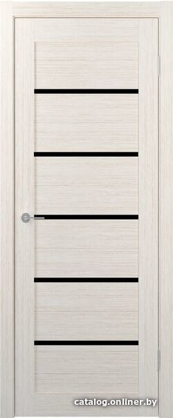 Межкомнатная дверь Юркас Stark ST1 ДО 70x200 (бьянко, стекло lacobel черный лак)