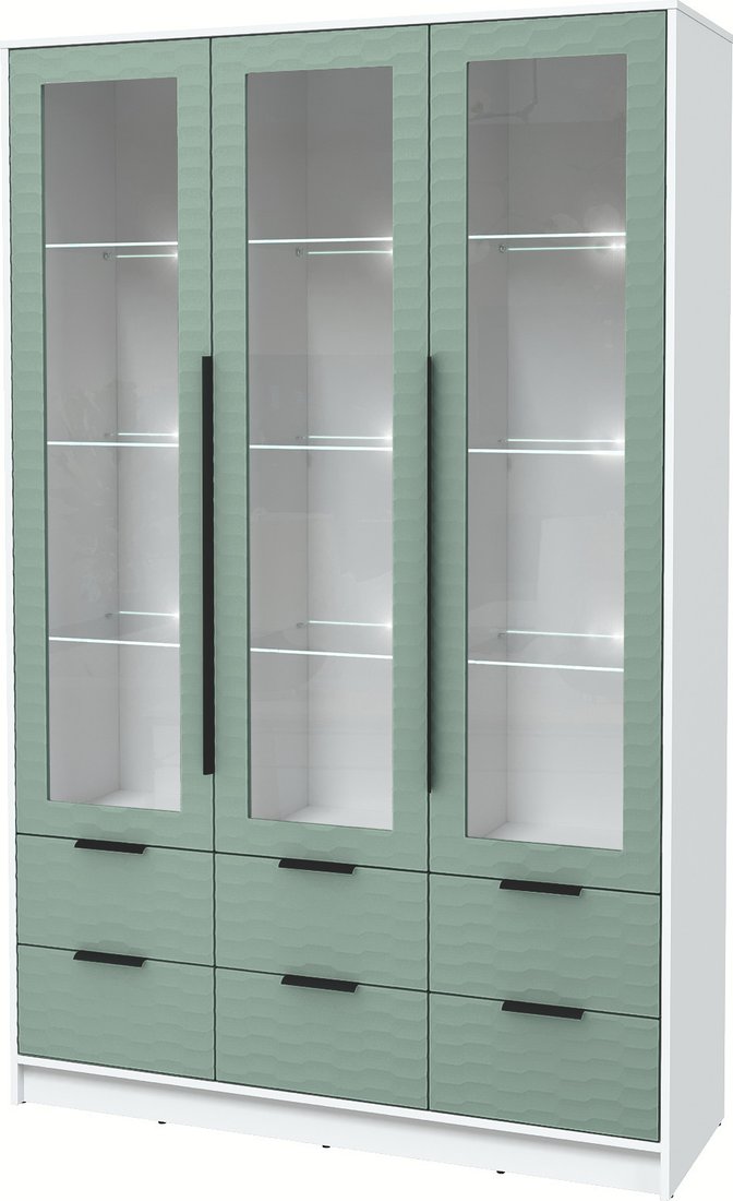 

Шкаф-витрина Интерлиния Концепт Зодиак КТ-ШВ3 с подсветкой (белый платинум/мята)