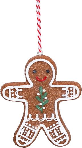 

Елочная игрушка Gisela Graham A Nordic Christmas Пряничный человечек с остролистом 10259