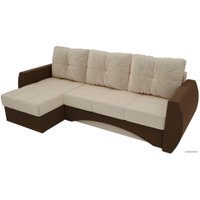 Угловой диван Лига диванов Сатурн 101053 (левый, микровельвет, бежевый/коричневый)
