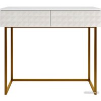 Консольный стол Shtabe Simple 7011 эко (травертин/белый/золото)