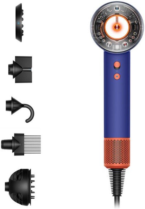 

Фен Dyson HD16 Supersonic Nural Curly+Coily (евровилка, синий/топаз)