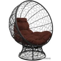 Кресло M-Group Кокос на подставке 11590405 (черный ротанг/коричневая подушка)