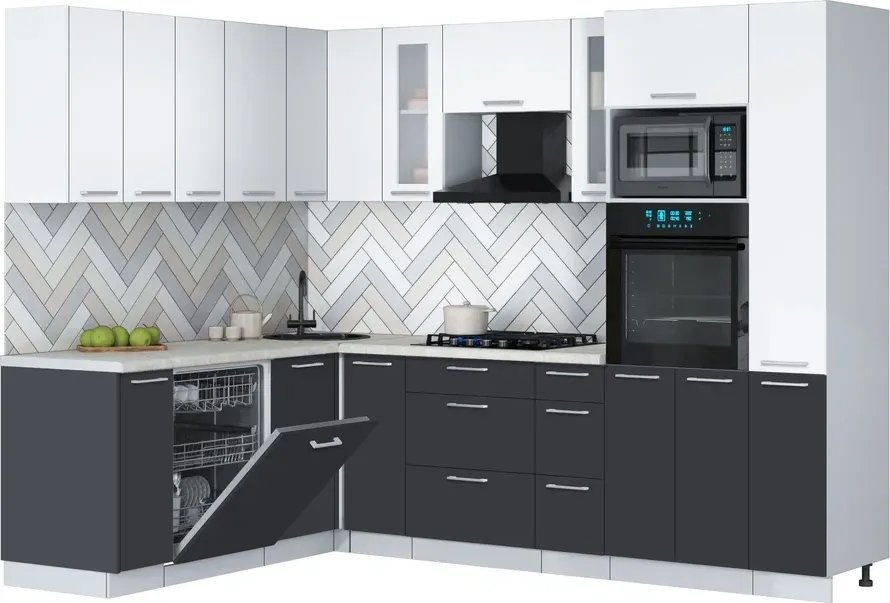 

Готовая кухня Интерлиния Мила Gloss 1.896х2.68 (пепел/белый/опал светлый)