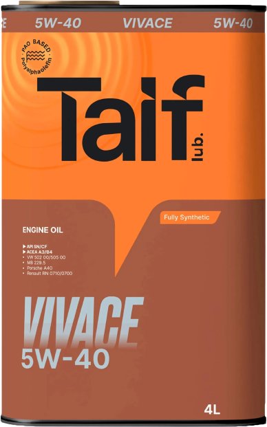 

Моторное масло Taif Vivace 5W-40 4л