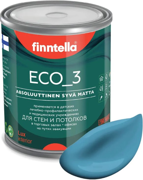 

Краска Finntella Eco 3 Wash and Clean Aihio F-08-1-1-LG254 0.9 л (голубой)