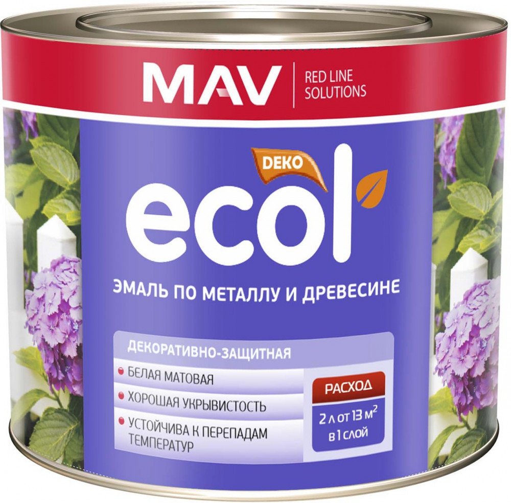 Эмаль MAV Ecol ПФ-115 С 0.9 кг (белый матовый)