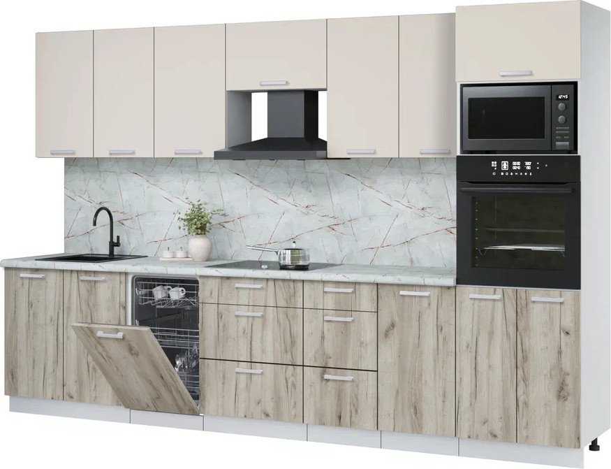 

Готовая кухня Интерлиния Мила Лайт 3.25-ПМ3 (персидский жемчуг/дуб серый/серый каспий)