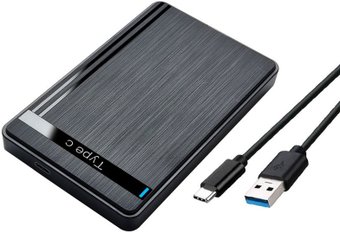 Бокс для накопителей 2.5" USBTOP SATA – USB3.1 Type-C - USB3.0 (для жесткого диска SSD/HDD 2.5”, черный)