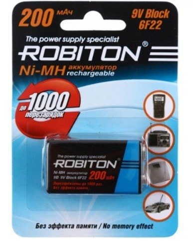

Аккумулятор Robiton 9V 200MH9 BL1 200mAh 1шт