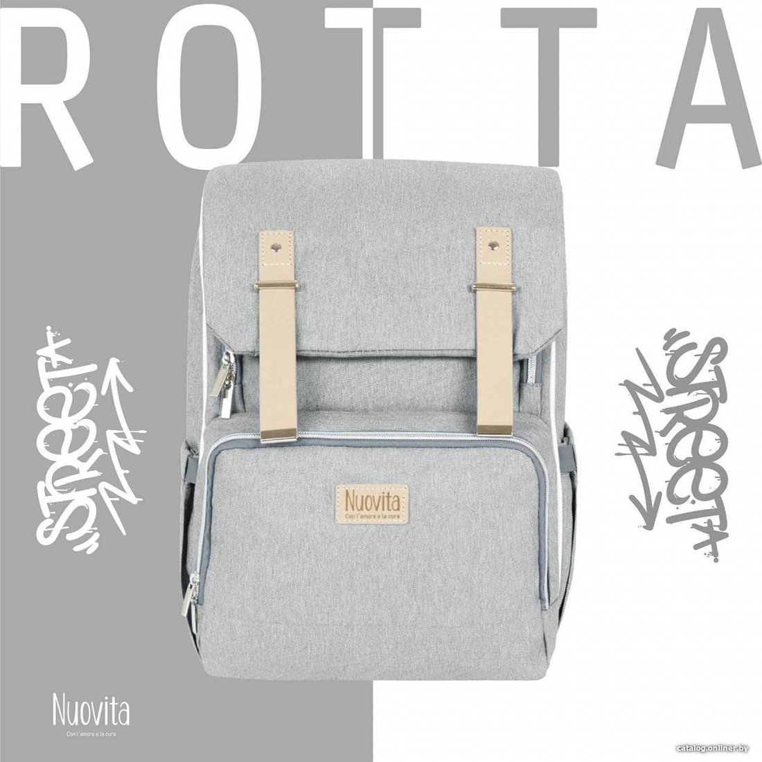 Рюкзак для мамы Nuovita Capcap Rotta (светло-серый)