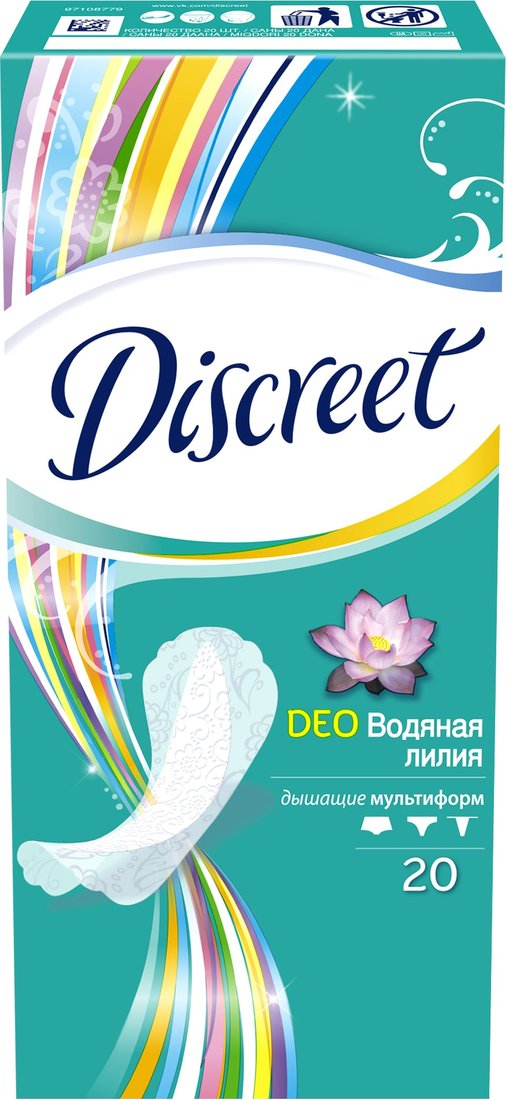 

Прокладки ежедневные Discreet Deo Water Lily Multiform Single (20 шт)